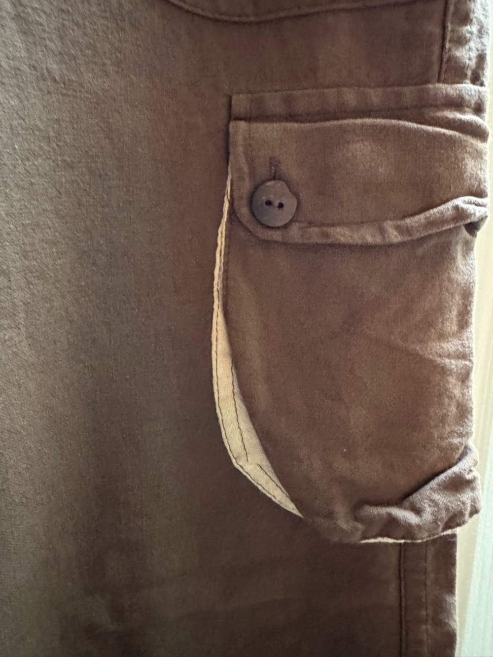 Kathmandu Imports Embroidered Sun Pocket Brown Cargo Cropped Pants Womens Medium - Picture 6 of 16